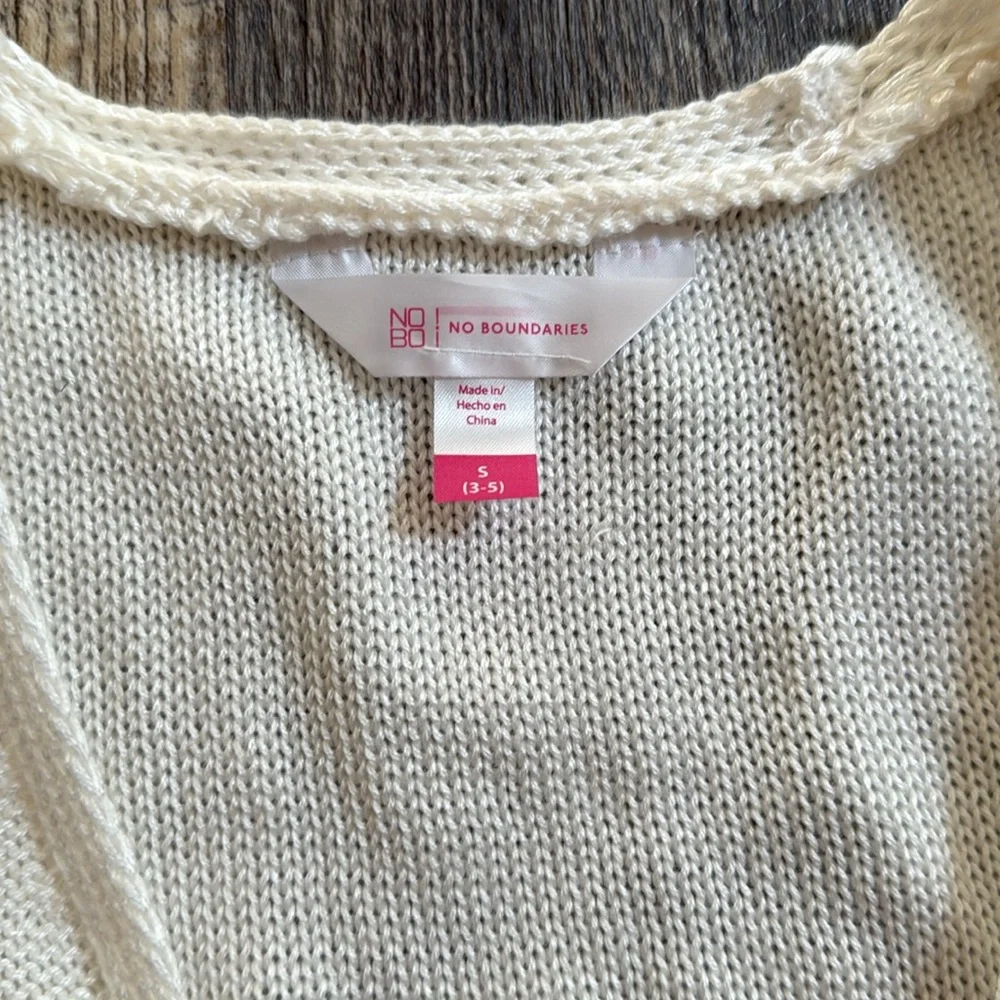 Boho White Western Style Crochet Fringe Knit Vest Junior’s Cream Size Small - Picture 5 of 10